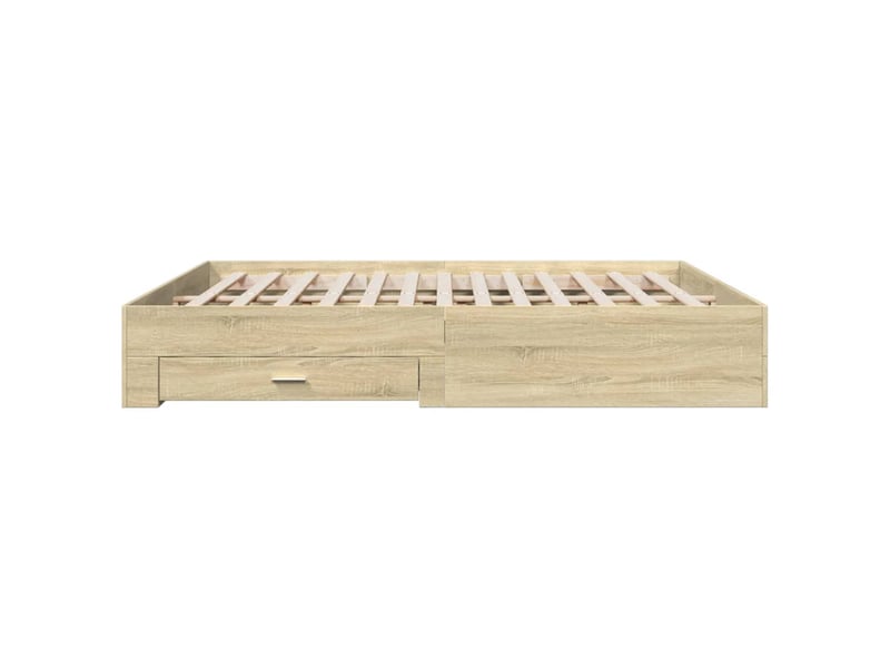  Lit double- lit adulte -  cadre de lit avec tiroirs sans matelas chêne sonoma 200x200 cm  - Conforama D