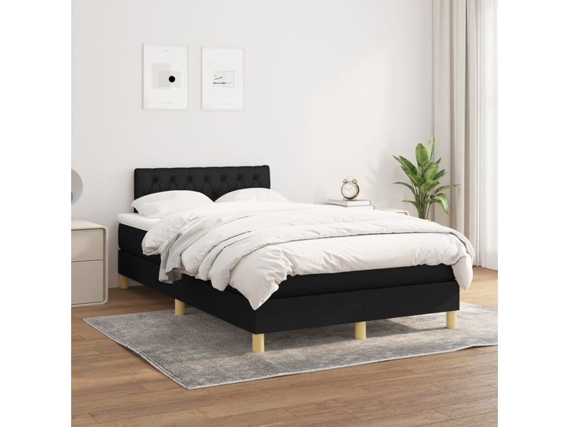  Sommier à lattes de lit avec matelas noir 120x190 cm tissu  - Conforama C