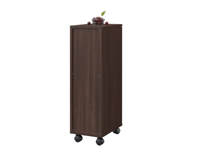  Meuble poubelle à roulettes 1 porte 24,2x35,1x80,2 cm mdf noyer brillant  - Conforama E