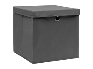 Boîtes de rangement avec couvercle 10 pcs gris 32x32x32cm tissu