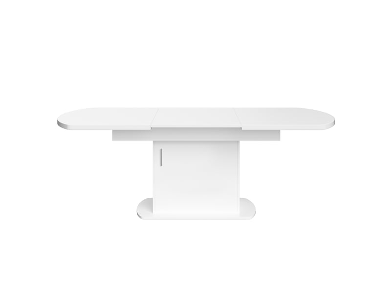  Table à manger ovale extensible, blanc, 140200 × 80 × 75 cm, avec rangement, gain de place, poignée argentée  - Conforama A