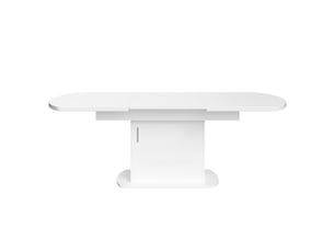 Table à manger ovale extensible, blanc, 140200 × 80 × 75 cm, avec rangement, gain de place, poignée argentée