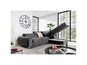 Canapé d'angle droit gris foncé convertible 3 places jayson avec couchage