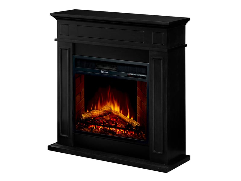  Cheminée électrique sur pied jefferson avec effet flamme 89,5 x 90,5 x 28 cm en bois noir  - Conforama C