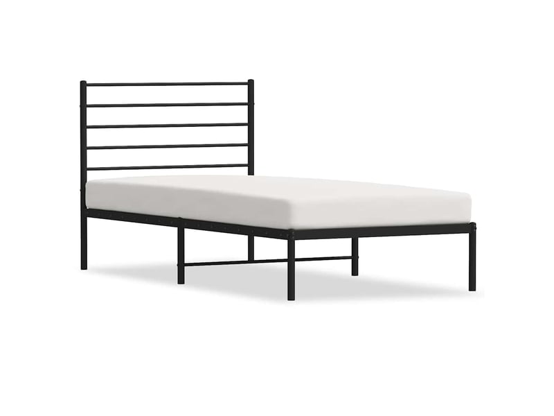 Lit simple- lit adulte -  cadre de lit métal sans matelas avec tête de lit noir 100x200cm  - Conforama A