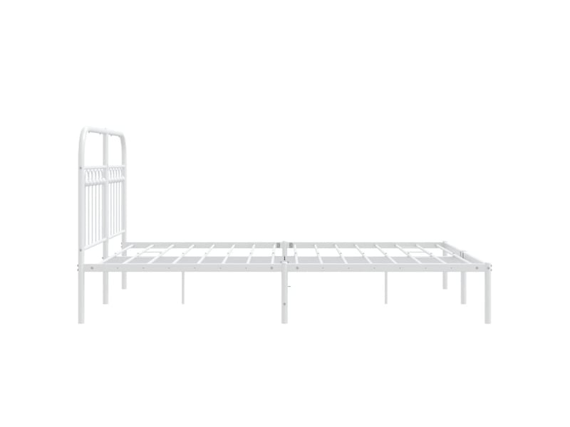  Lit double- lit adulte -  cadre de lit métal sans matelas et tête de lit blanc 135x190 cm  - Conforama D