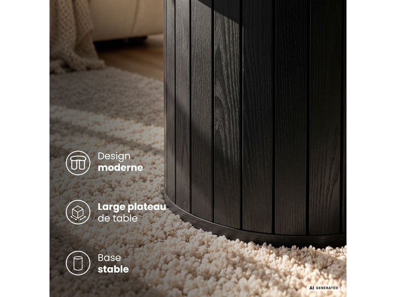 Table basse nubo noire 48 cm ronde cannelée 48x48x42 cm NUBO - Conforama E
