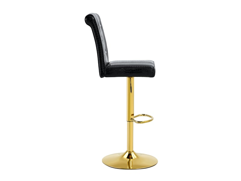  Lot de 2 tabourets de bar noirs en simili cuir effet crocodile, réglables 104-125 cm  - Conforama A