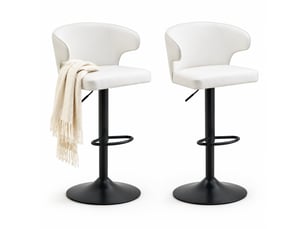 tabouret de bar assise réglable en hauteur <strong>STILVORA</strong> - blanc hauteur d'assise 61.5 cm vendu Par paire