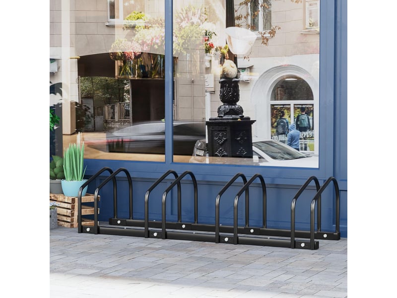  Porte-vélos 4 places 110 x 33 x 27 cm noir en acier, montage au sol ou au mur pour vélos  - Conforama B