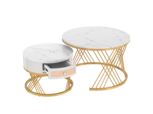 Table basse rond(e) coloris blanc BEAOK - 70 cmx50 cm