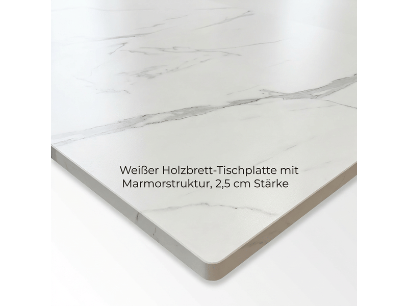  Table à manger rectangulaire coloris blanc effet marbre base métal noire structure en x table de salle à manger  - Conforama D