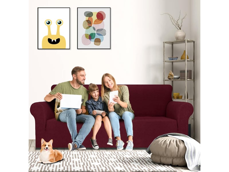  Housse de canapé 3 places extensible housse canapé avec accoudoirs  - Conforama C