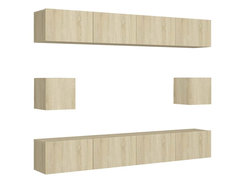  Ensemble de meubles tv 6 pcs chêne sonoma bois d'ingénierie shl35043  - Conforama A