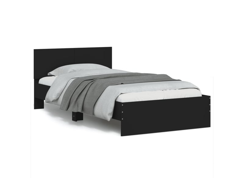  Lit simple- lit adulte -  cadre de lit sans matelas avec tête de lit noir 100x200 cm  - Conforama A