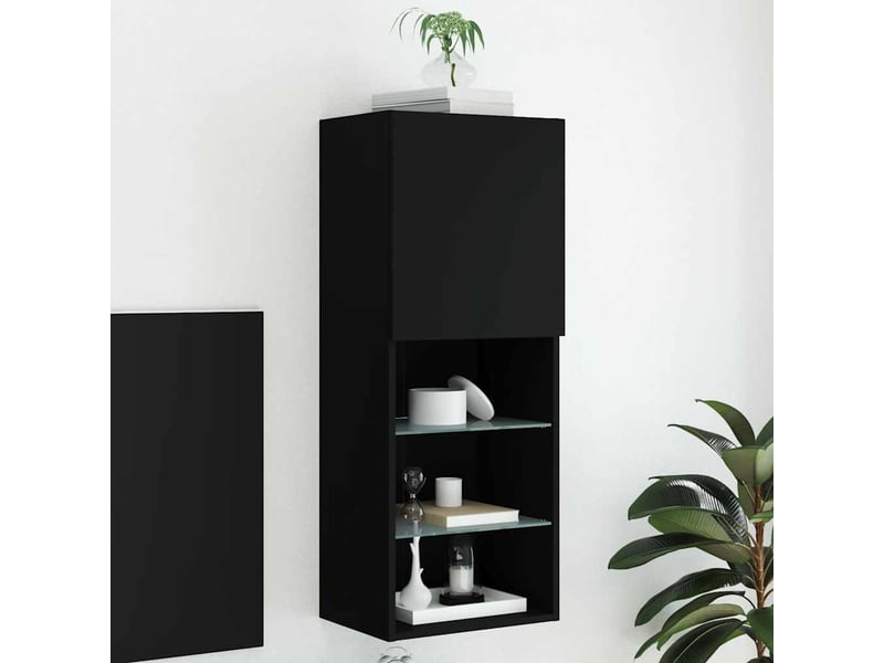  Meuble tv - banc tv - meuble de rangement avec lumières led noir 40,5x30x102 cm  - Conforama B