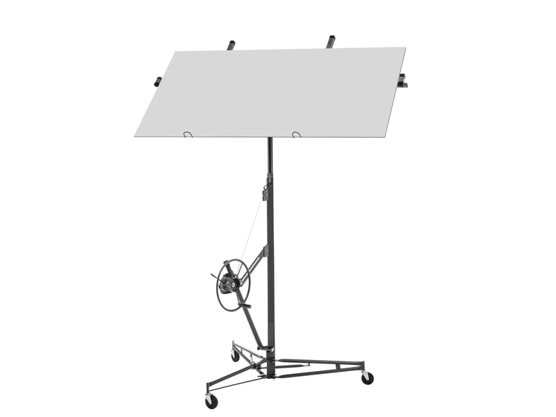  Lève-plaques pliable 125 x 137 x 180 cm, gris en acier peint, réglable de 180 à 470 cm pour levage de plaques  - Conforama A