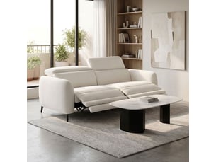 Canapé relax motorisé 3 pl en tissu chiné écru – june