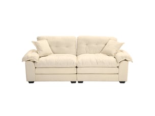 Canapé droit 2 places à assise profonde avec coussins amovibles - mousse mémoire, chenille beige 214 × 89 × 93 cm