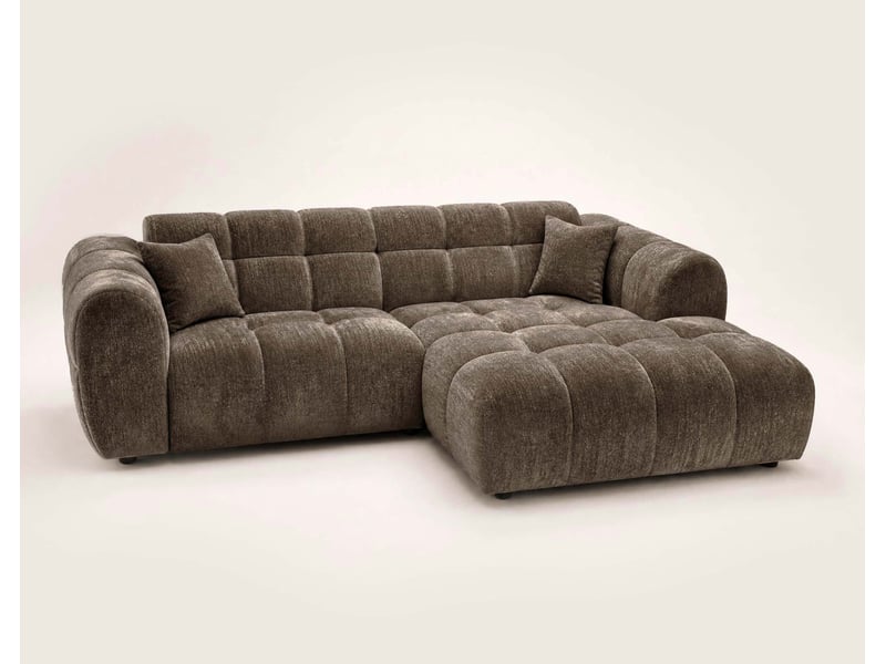 Mini ray - canapé d'angle droit 4 places en tissu texturé - best mobilier - marron MINI RAY - Conforama E
