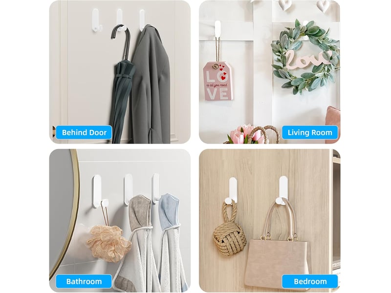 6 pièces patère salle de bain étanche crochet porte manteau convient pour de cuisine bureau chambre, blanc - Conforama D