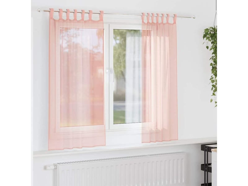  Lot de 2 rideaux en voile, voilages avec boucles rose 140x175 cm cf44313  - Conforama B