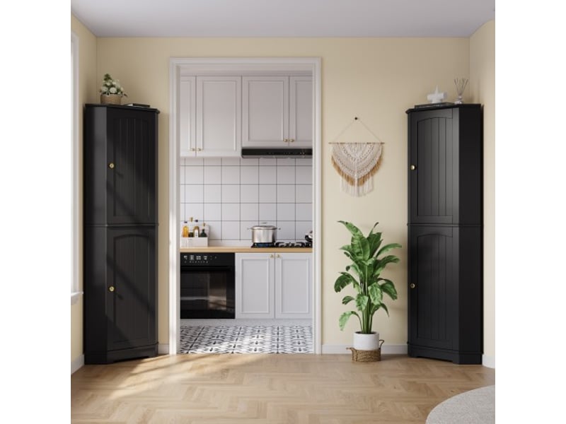 Meuble d'angle de rangement 2 portes, étagères réglables – buffet cuisinesalle à manger 42×42×166 cm - Conforama D