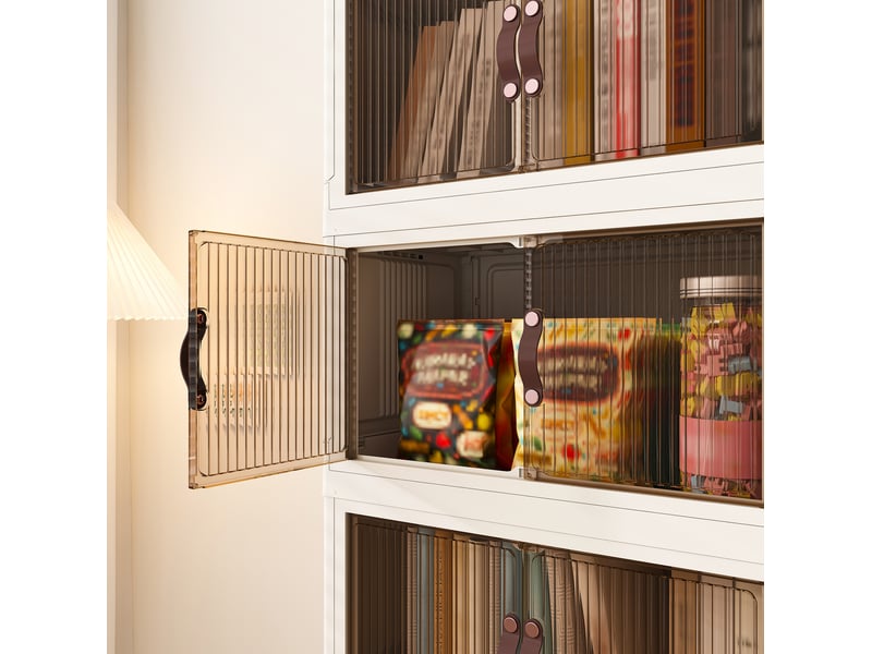  Armoire de rangement pliable 5 niveaux à portes magnétiques 53x30x156 cm blanche  - Conforama E