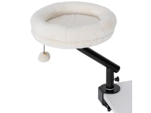 Lit de bureau pour félin 35 x 35 x 48 cm, pivotant à 360°, réglable, crème
