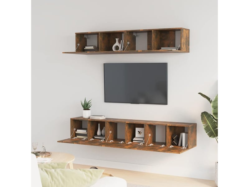  Ensemble de meubles tv 5 pcs chêne fumé bois d'ingénierie shl81796  - Conforama C
