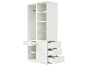 Armoire de rangement 70 x 50 x 170 cm – blanche – penderie, étagères ouvertes et 4 tiroirs pratiques