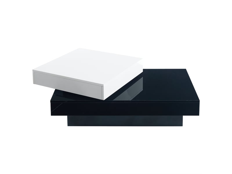  Table basse pivotante noir et blanc, table de salon moderne 103x60x35.5cm avec finition haute brillance  - Conforama R