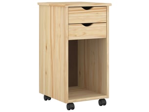 Caisson roulant de bureau, meuble de rangement 34 x 39 x 65,5 cm pin massif marron