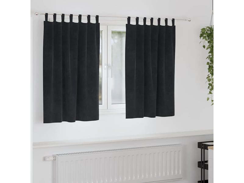 Lot de 2 rideaux, rideaux de fenêtre noir 140 x 140 cm velours cf44089 - Conforama B