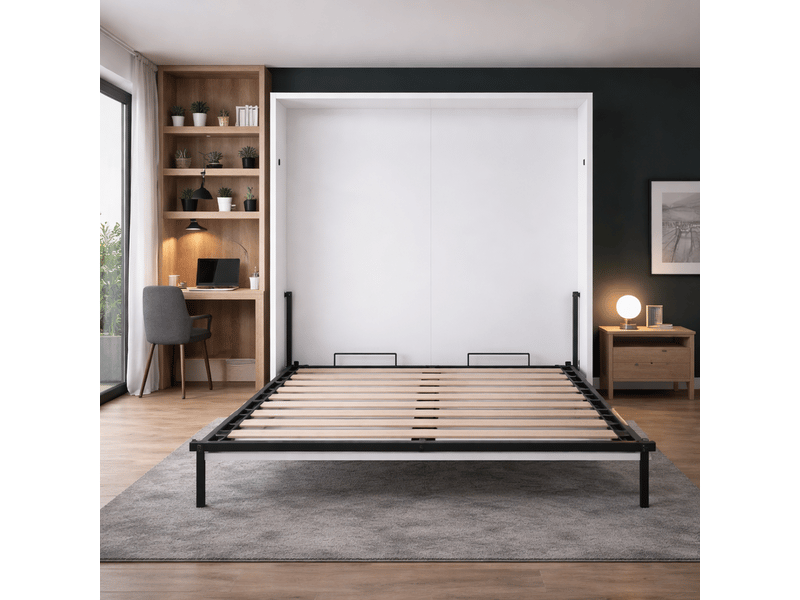  Lit mural escamotable blanc 160x200 cm - armoire lit à ouverture manuelle - sans matelas C01-LTM01 160/200 WB - Conforama B