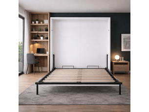 Lit mural escamotable blanc 160x200 cm - armoire lit à ouverture manuelle - sans matelas