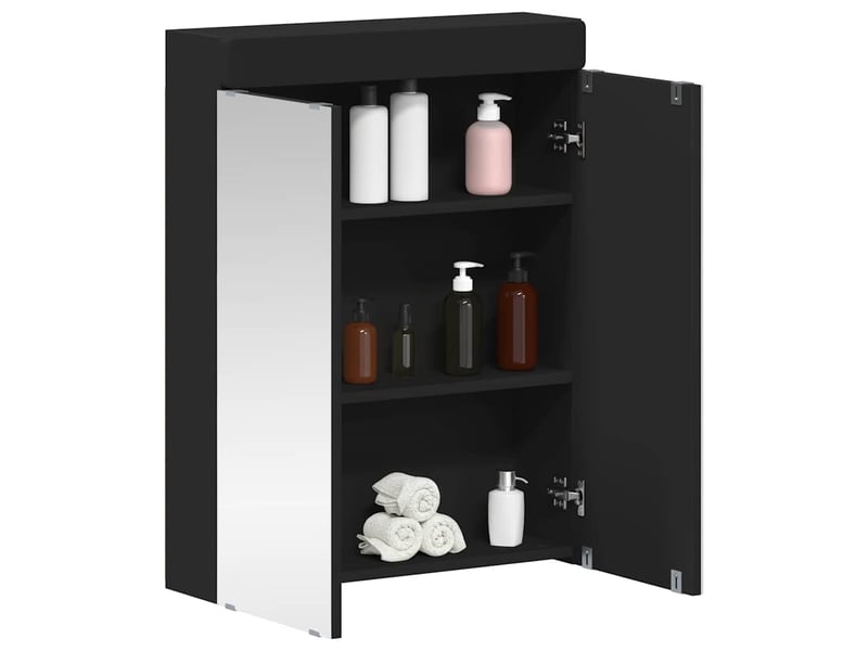 Amoire de salle de bain avec miroir, cabinet de salle de bain tulum noir cf64963 - Conforama C