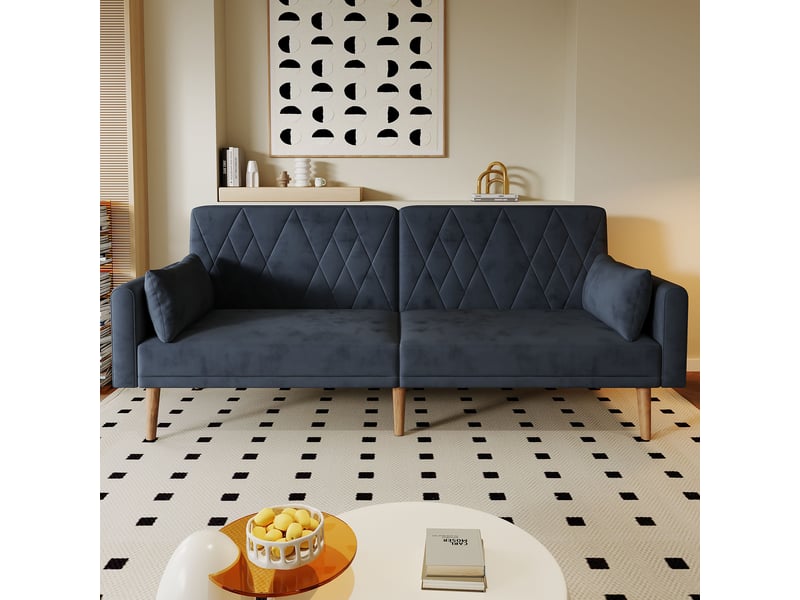  Canapé convertible en tissu velours, canape 2 places,avec fonction couchage,petit canapé,180x75x82cm,noir VIPhome - Conforama E