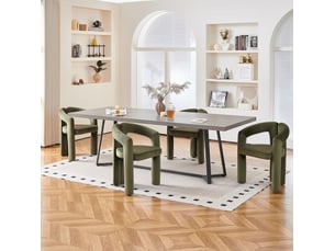 Lot de 4 chaises de salle à manger avec accoudoirs en chenille vert