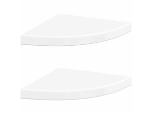 Lot de 2 étagères d'angle flottantes, étagères murales blanc brillant 35x35x3,8cm mdf cf42771