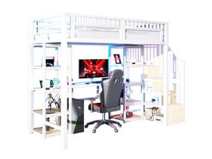 Lit mezzanine 90x200 cm MEUBLIV   coloris blanc