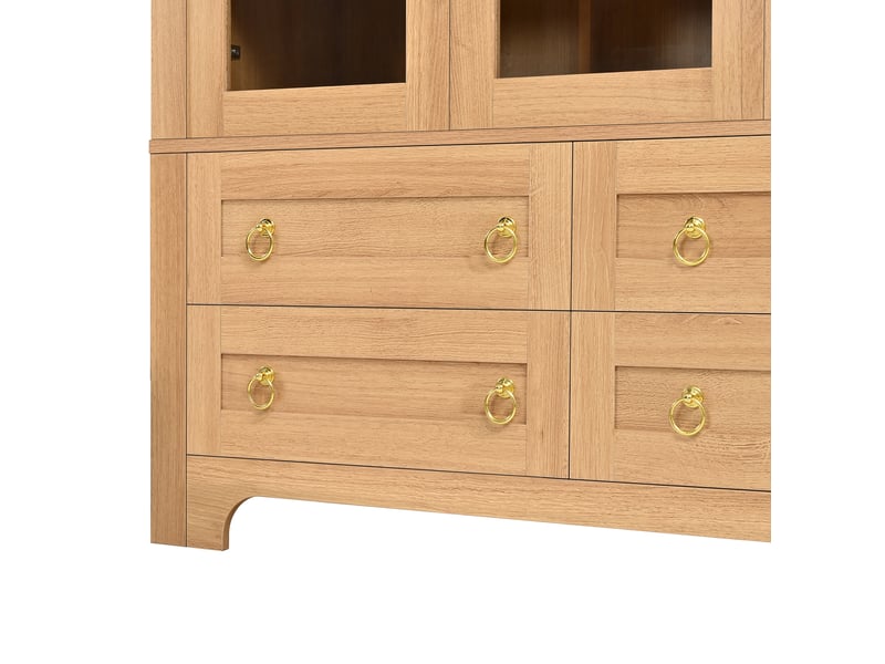  Vaisselier de rangement 110 x 40 x 185 cm – naturel – 3 portes vitrées, 4 tiroirs et niche arche  - Conforama E