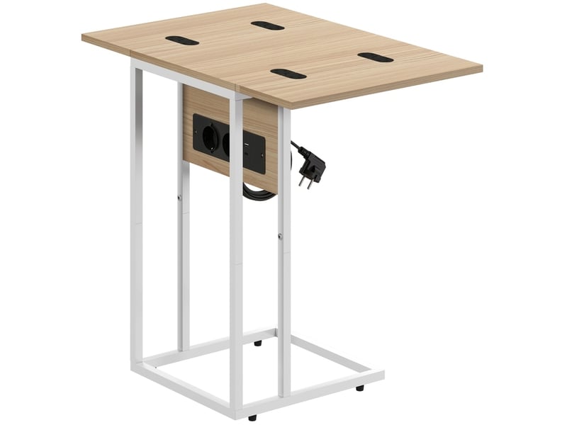 Table d’appoint pliable extensible avec station de charge usb, pieds réglables, pour salon, blanche 39 × 29 × 57 cm - Conforama A