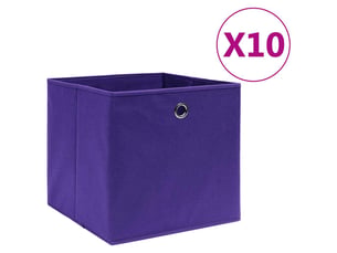 Boîtes de rangement 10 pcs tissu intissé 28x28x28 cm violet
