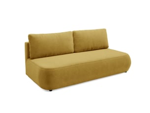 Canapé droit convertible   4 places Tissu jaune avec coffre de rangement