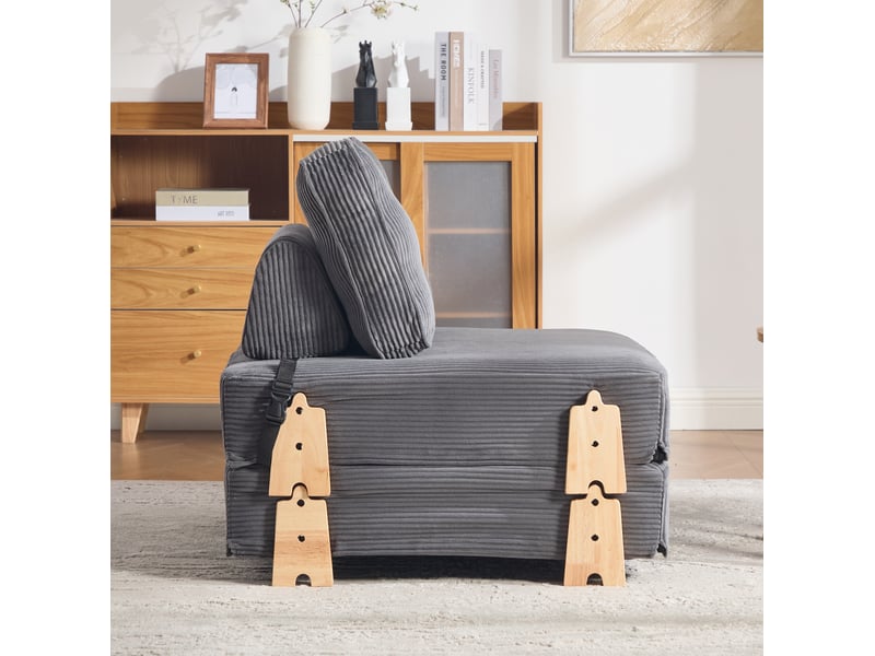  Fauteuil convertible 90x86x84 cm pliant bois gris foncé  - Conforama C
