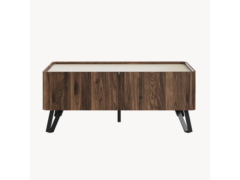  Table basse trorlon 100 x 50 x 40 cm effet noyer travertin [en.casa]  - Conforama R