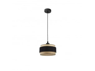 Suspension kandy 1xe27 naturel noir abat-jour textile diamètre 30 cm