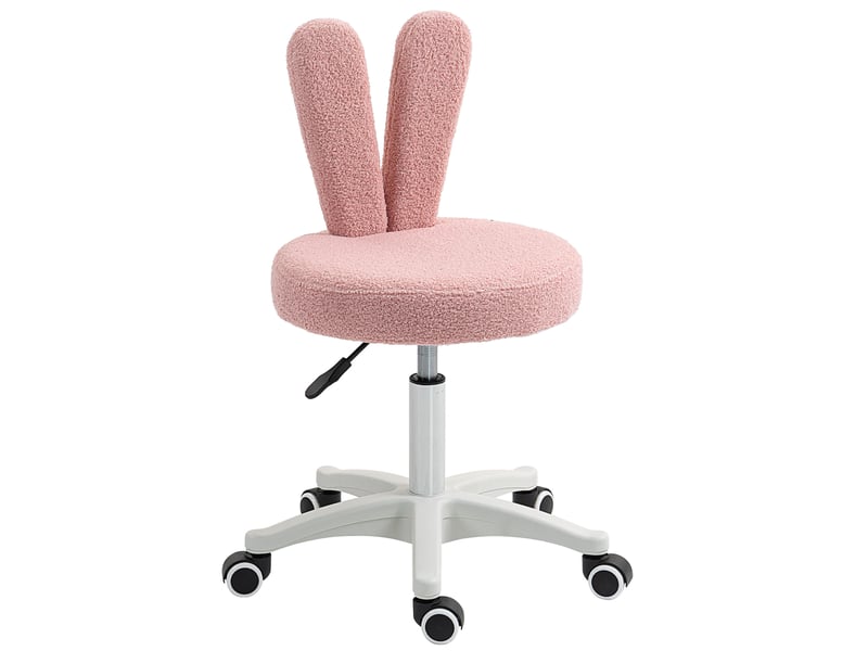  Chaise de bureau à oreilles de lapin réglable en hauteur avec revêtement en polaire douce, rose, 53 x 53 x 70-84 cm  - Conforama A