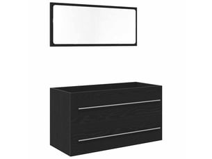 Cabinet de lavabo,meubles de salle de bains sans lavabo chêne noir 90 x 45 x 1.5 cm bois d'ingénierie cf64784
